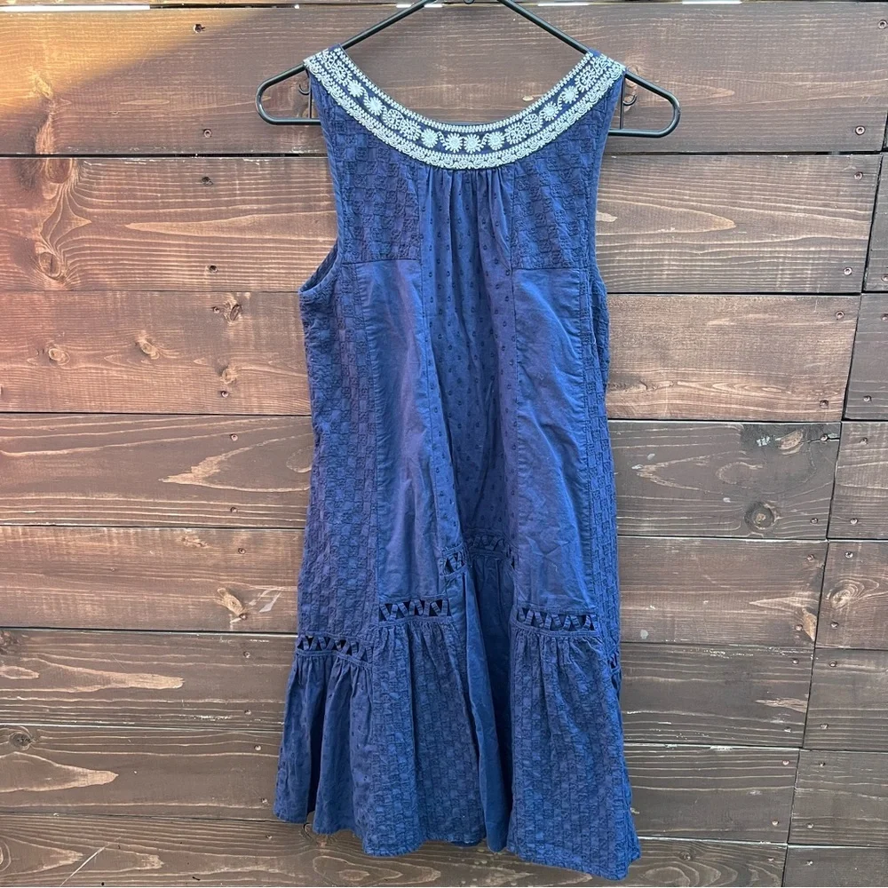 Anthropologie Maeve Tisa Navy Embroidered Dress - Picture 6 of 7